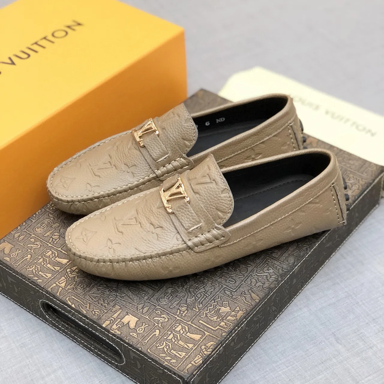 Louis Vuitton Monogram Loafer Taupe-Gray Leather Loafers 2