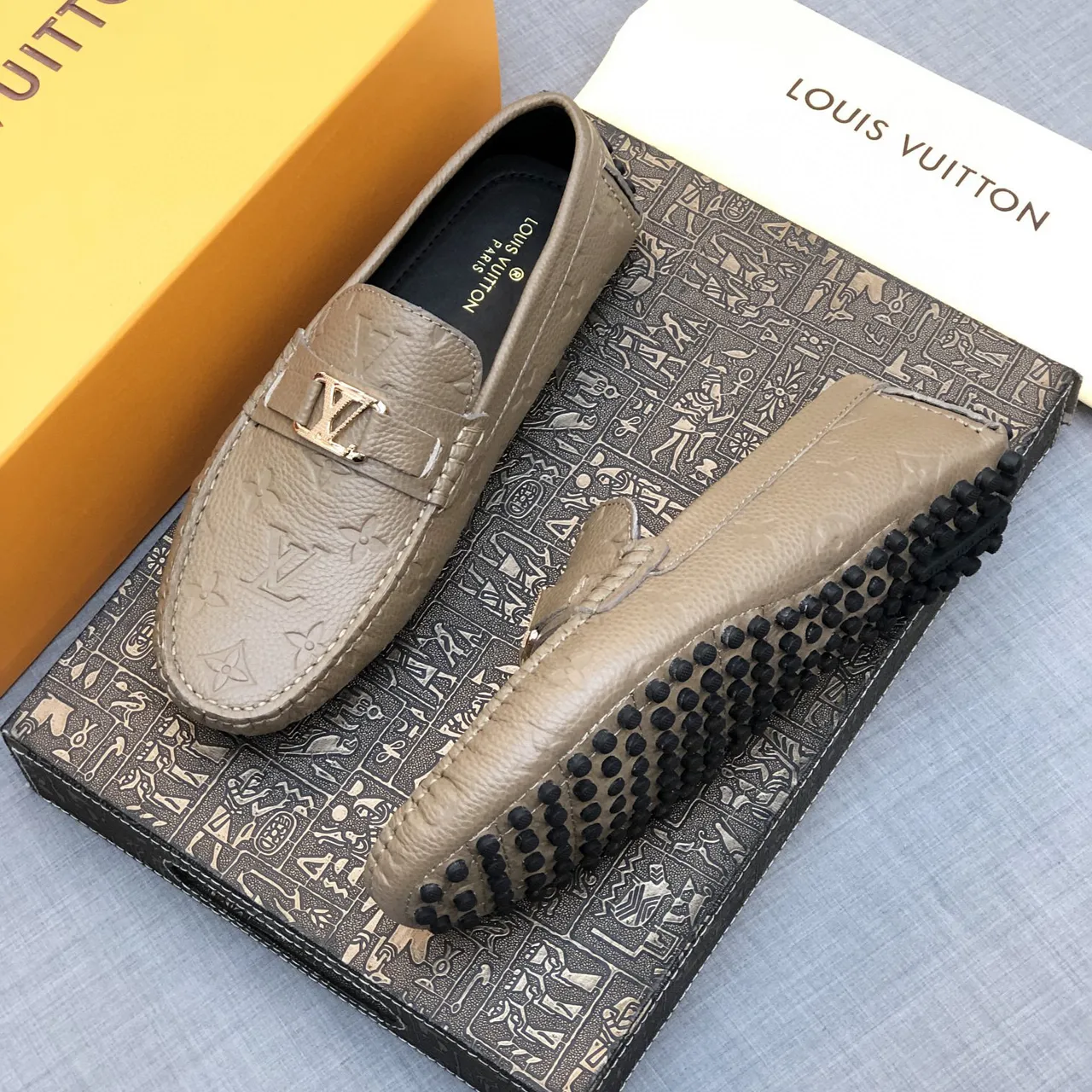Louis Vuitton Monogram Loafer Taupe-Gray Leather Loafers 3