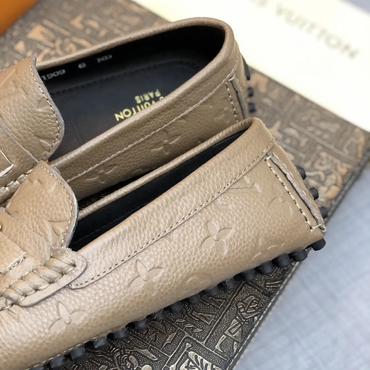 Louis Vuitton Monogram Loafer Taupe-Gray Leather Loafers 4