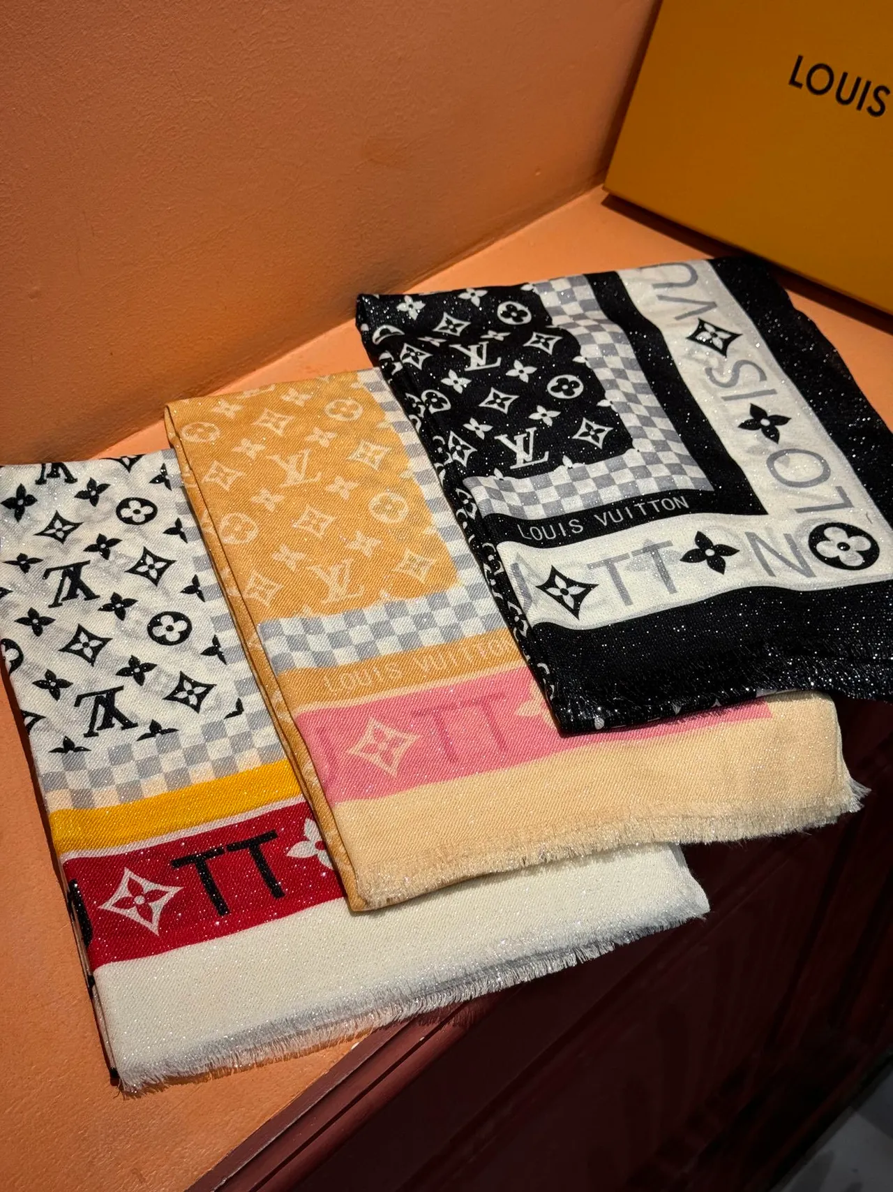 Louis Vuitton Monogram Multicolore Print Fringed Silk Scarf 5