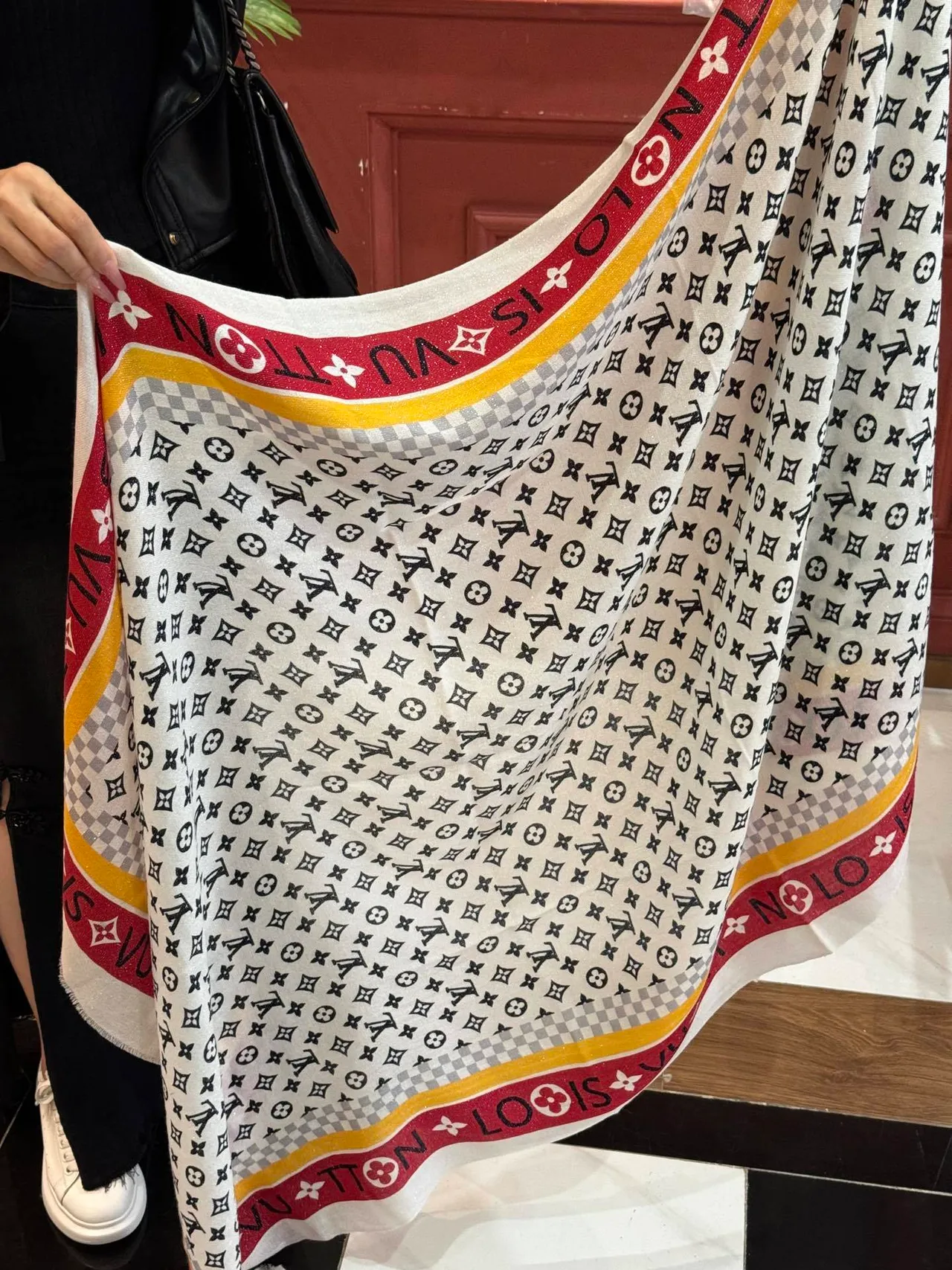 Louis Vuitton Monogram Multicolore Print Fringed Silk Scarf 9