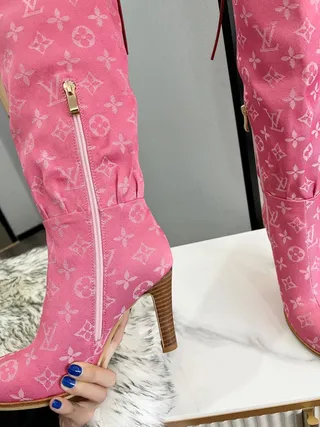 Louis Vuitton Monogram Pink घुटनों से ऊपर की बूट्स 3