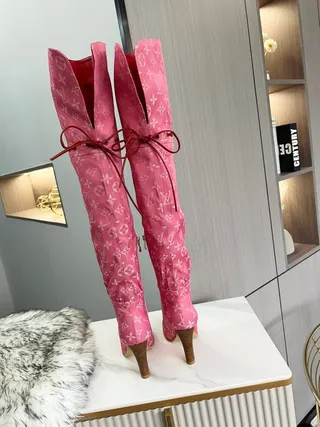 Louis Vuitton Monogram Pink घुटनों से ऊपर की बूट्स 7