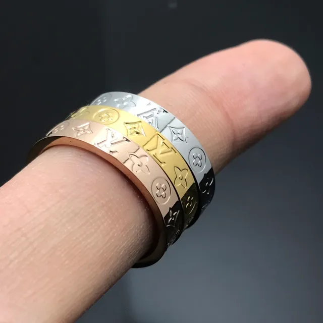 Louis Vuitton Monogram Ring Gold Silver Stacked Ring 2