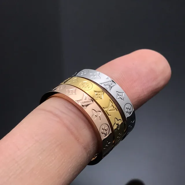 Louis Vuitton Monogram Ring Gold Silver Stacked Ring 3