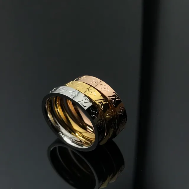 Louis Vuitton Monogram Ring Gold Silver Stacked Ring 4