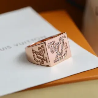 Louis Vuitton Monogram Signature Square Pavé Crystal Ring
