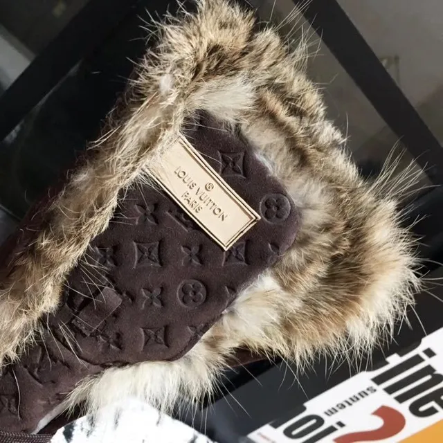 Louis Vuitton Monogram Suede Fur-Trimmed Knee Boots 6