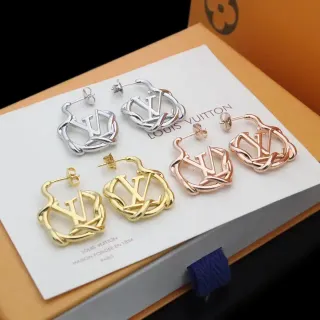Louis Vuitton Monogram Twist Gold Silver Twisted Hoop Earrings