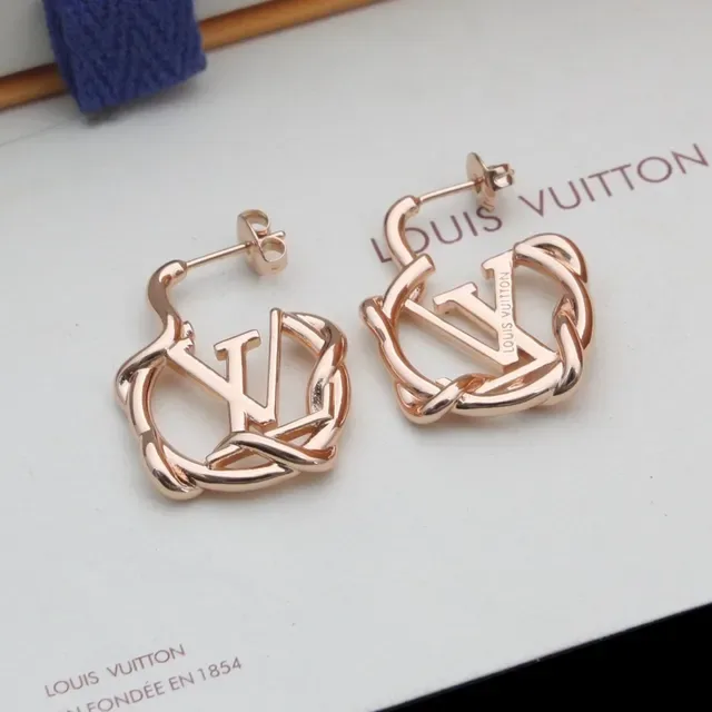 Louis Vuitton Monogram Twist Gold Silver Twisted Hoop Earrings 2
