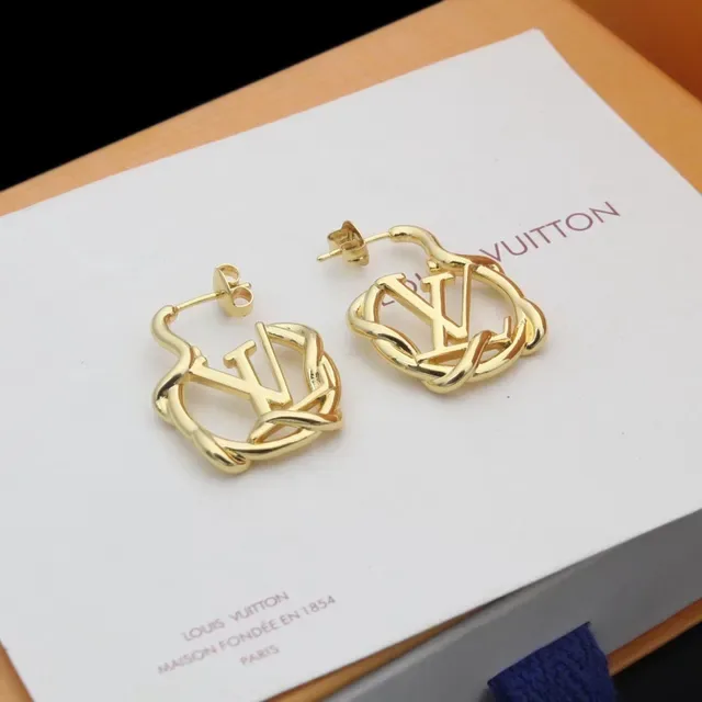 Louis Vuitton Monogram Twist Gold Silver Twisted Hoop Earrings 3
