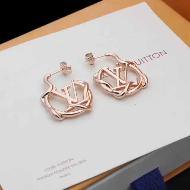 Louis Vuitton Monogram Twist Gold Silver Twisted Hoop Earrings 4