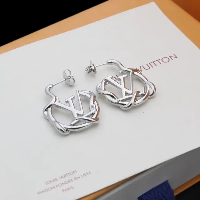 Louis Vuitton Monogram Twist Gold Silver Twisted Hoop Earrings 5
