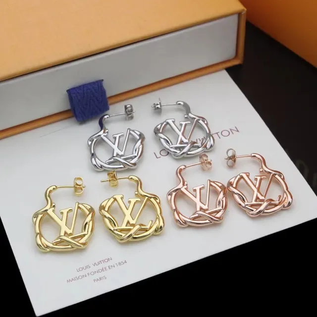 Louis Vuitton Monogram Twist Gold Silver Twisted Hoop Earrings 6