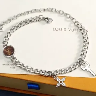 Louis Vuitton Multi-Charm Curb-Link Silver Bracelet