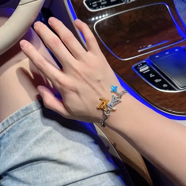 Louis Vuitton Multi-Charm Enamel and Pavé Chain Bracelet 2