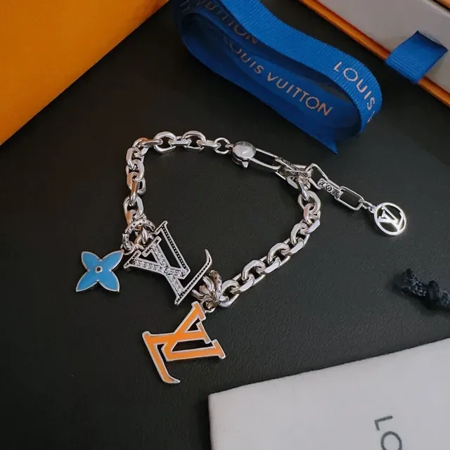 Louis Vuitton Multi-Charm Enamel and Pavé Chain Bracelet 5