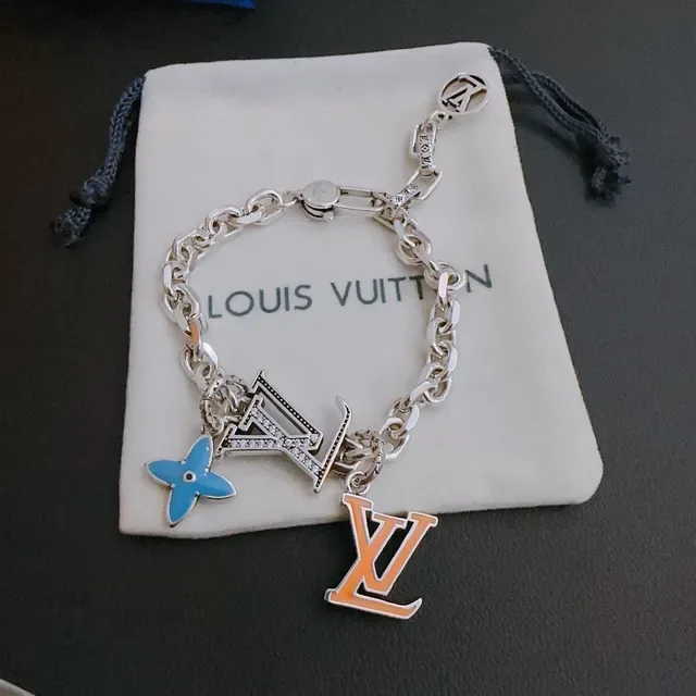 Louis Vuitton Multi-Charm Enamel and Pavé Chain Bracelet 6