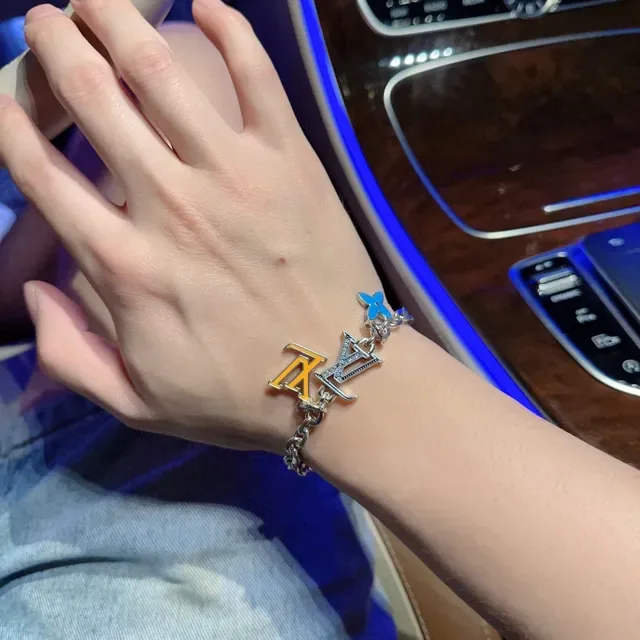 Louis Vuitton Multi-Charm Enamel and Pavé Chain Bracelet 7