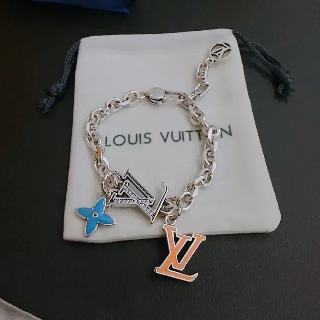 Louis Vuitton Multi-Charm Enamel and Pavé Chain Bracelet 9