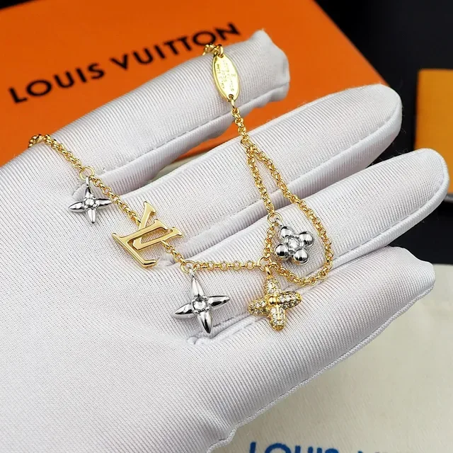 Louis Vuitton Multi-Charm Gold and Silver Floral Bracelet 4