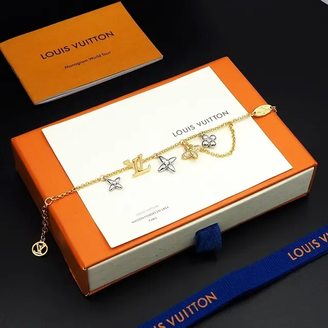 Louis Vuitton Multi-Charm Gold and Silver Floral Bracelet 6