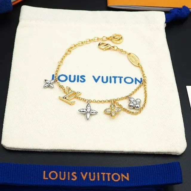 Louis Vuitton Multi-Charm Gold and Silver Floral Bracelet 7