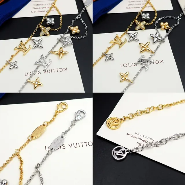 Louis Vuitton Multi-Charm Gold and Silver Floral Bracelet 8