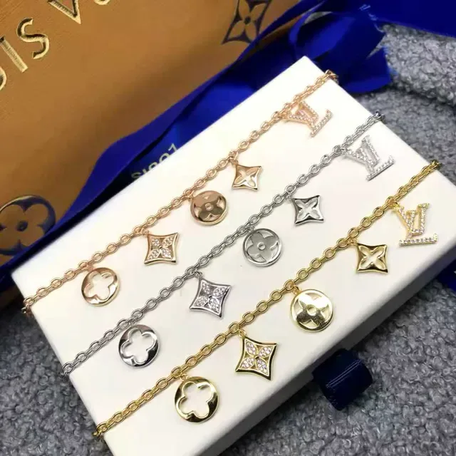Louis Vuitton Multi Charms Crystal-Embellished Gold-Tone Chain Bracelet 2