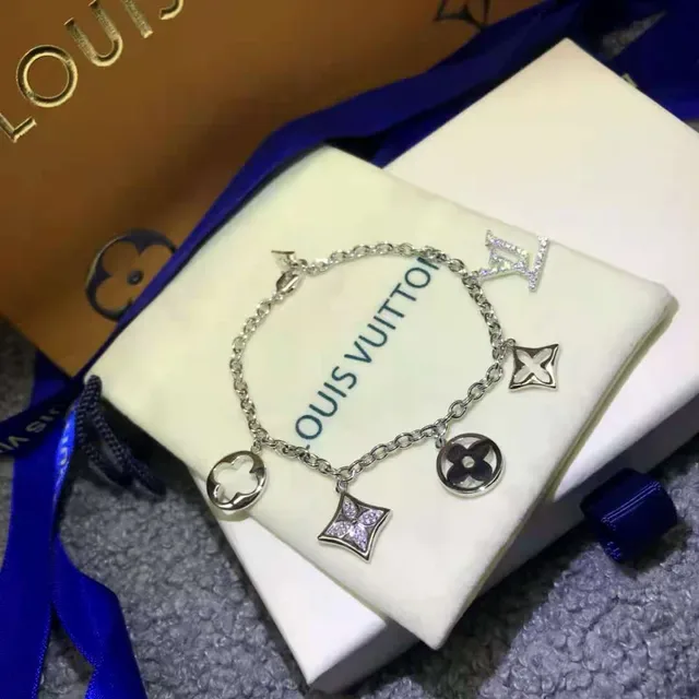 Louis Vuitton Multi Charms Crystal-Embellished Gold-Tone Chain Bracelet 4