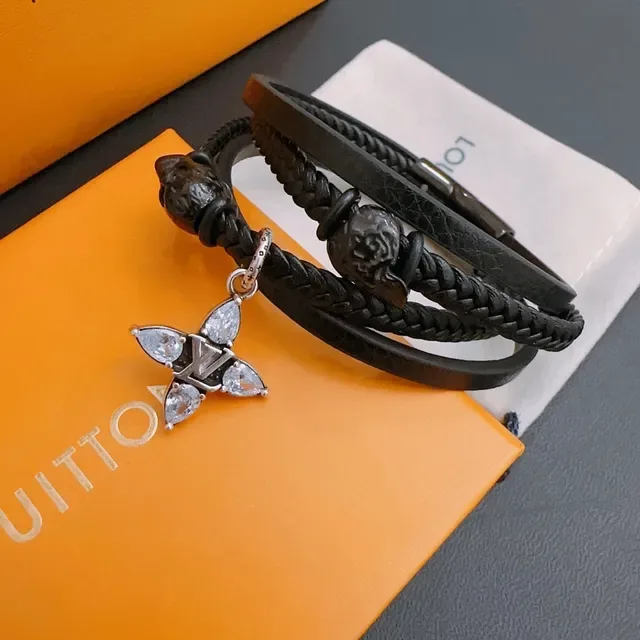 Louis Vuitton Multi-Wrap Braided Leather Lion Head Crystal Monogram Bracelet 5