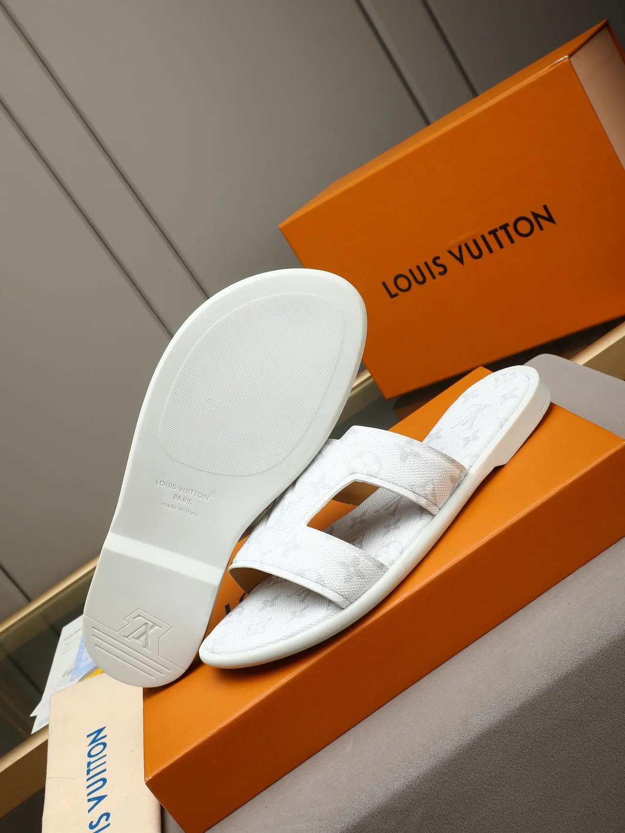 Louis Vuitton Multicolor Crisscross Strap Monogram-Printed Slippers 5