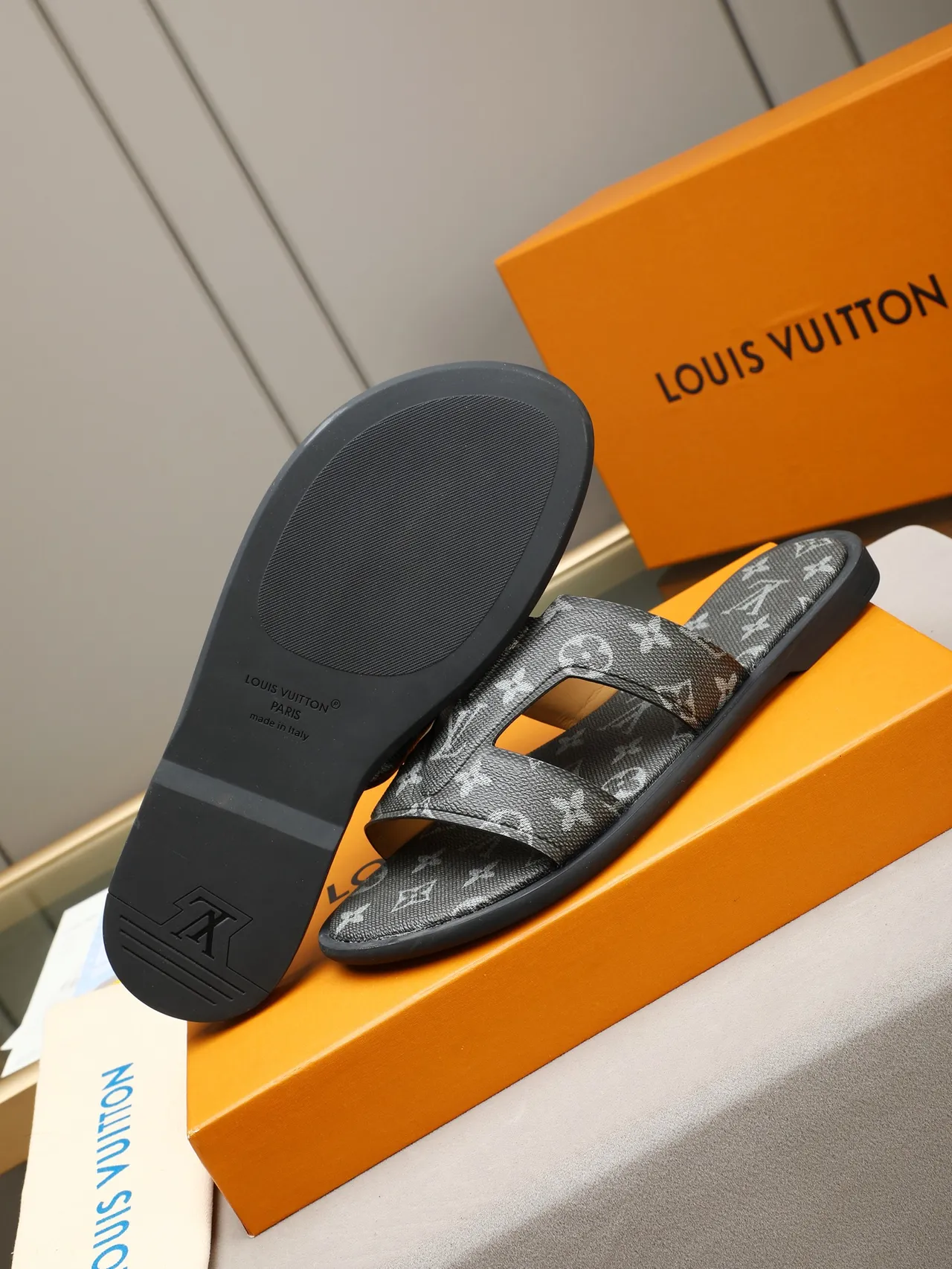 Louis Vuitton Multicolor Crisscross Strap Monogram-Printed Slippers 6