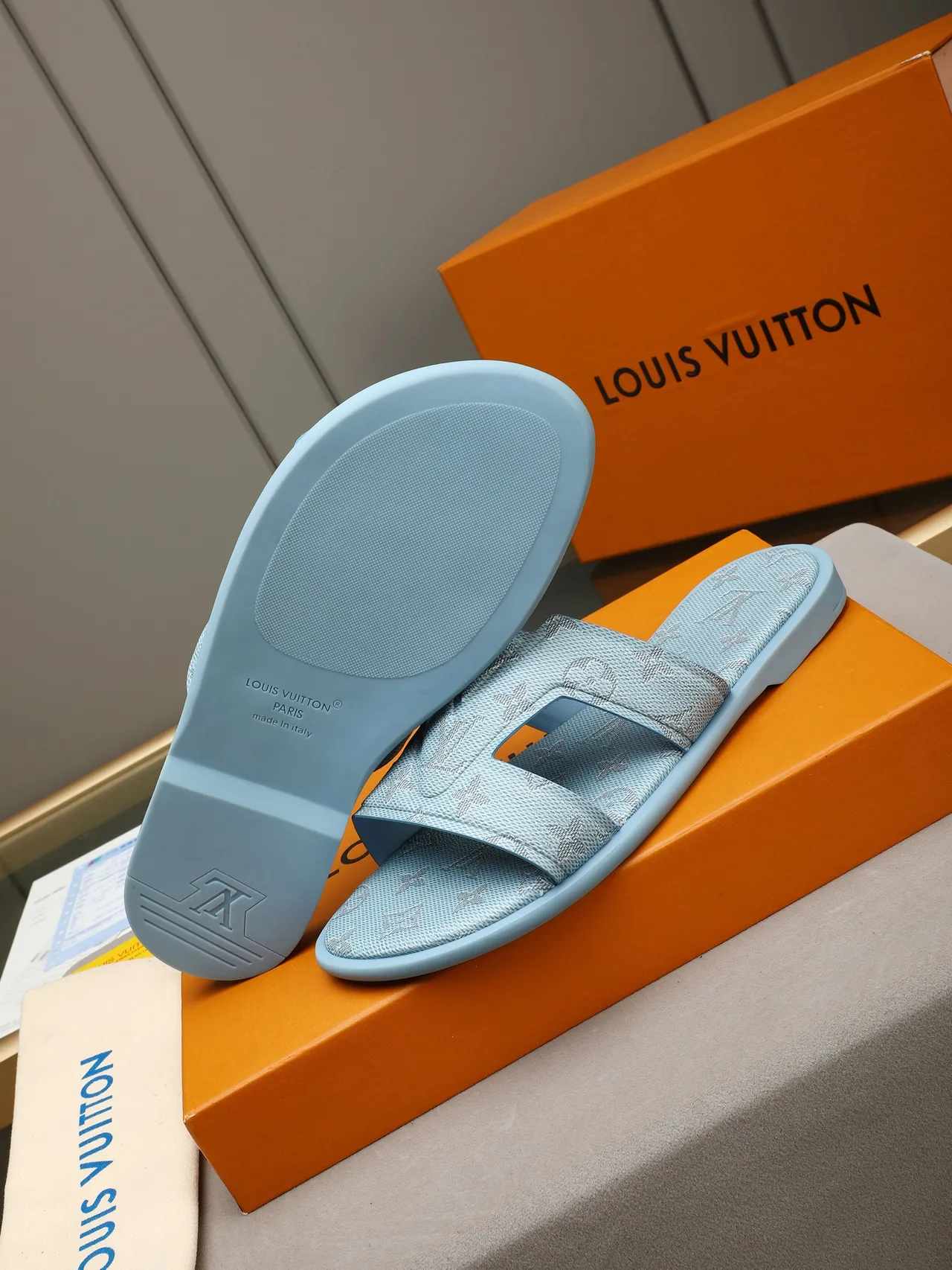 Louis Vuitton Multicolor Crisscross Strap Monogram-Printed Slippers 7