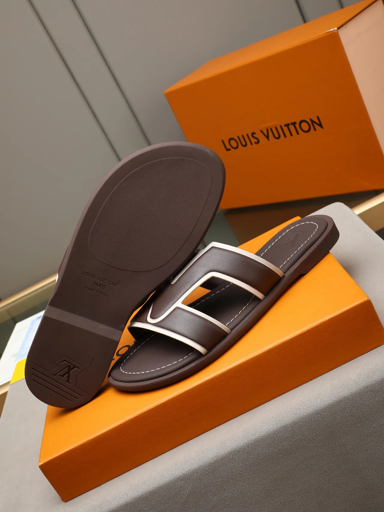 Louis Vuitton Multicolor Crisscross Strap Monogram-Printed Slippers 14