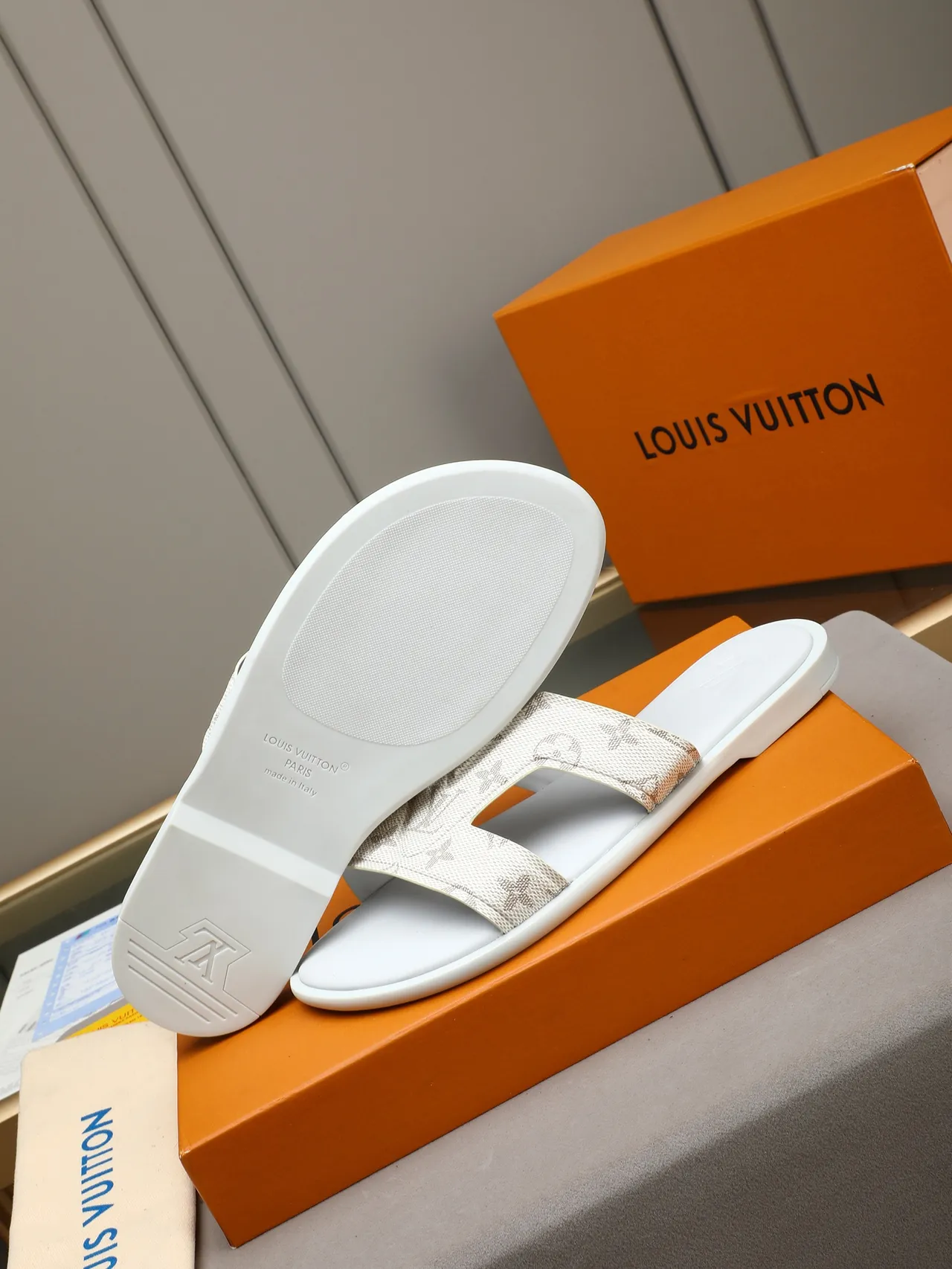 Louis Vuitton Multicolor Crisscross Strap Monogram-Printed Slippers 16