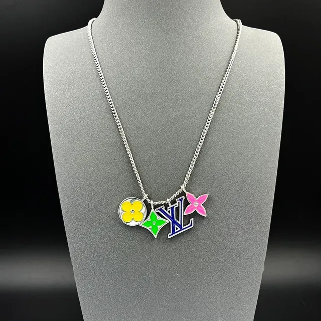 Louis Vuitton Multicolor Enamel Flower Charm Necklace 1