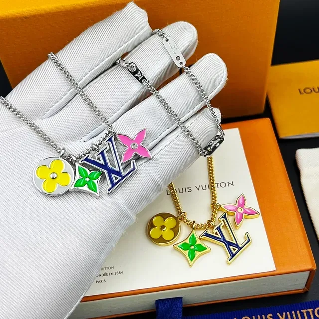 Louis Vuitton Multicolor Enamel Flower Charm Necklace 3