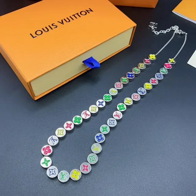 Louis Vuitton Multicolor Enamel Monogram Flower Charm Necklace 1