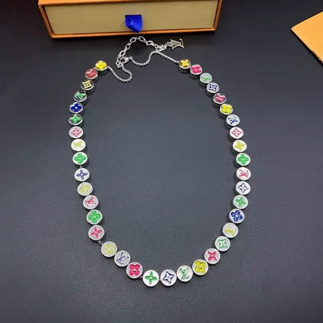 Louis Vuitton Multicolor Enamel Monogram Flower Charm Necklace 5
