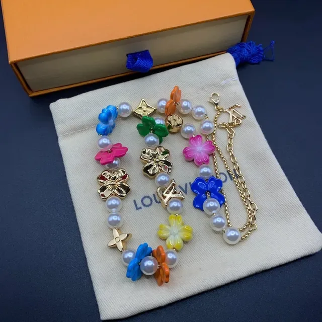 Louis Vuitton Multicolor Floral Pearl Beaded Necklace 1