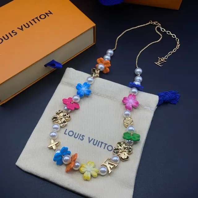 Louis Vuitton Multicolor Floral Pearl Beaded Necklace 2