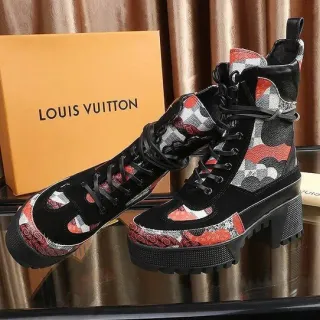 Louis Vuitton Multicolor Print Platform Ankle Boots