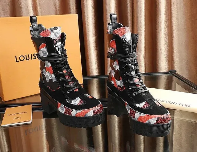 Louis Vuitton Multicolor Print Platform Ankle Boots 5