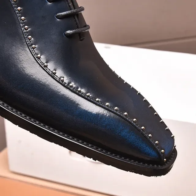 Louis Vuitton Chaussures Oxford à embout cap poli bleu marine 2