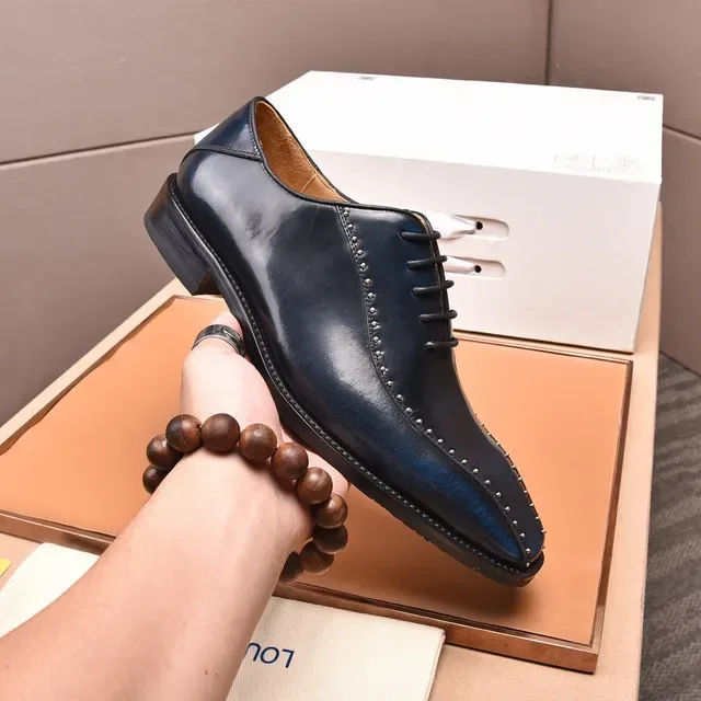 Louis Vuitton Chaussures Oxford à embout cap poli bleu marine 6