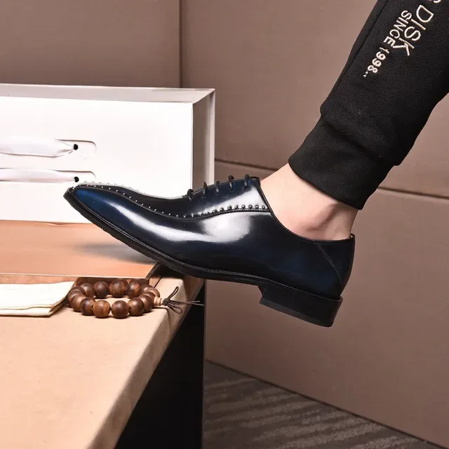 Louis Vuitton Chaussures Oxford à embout cap poli bleu marine 7