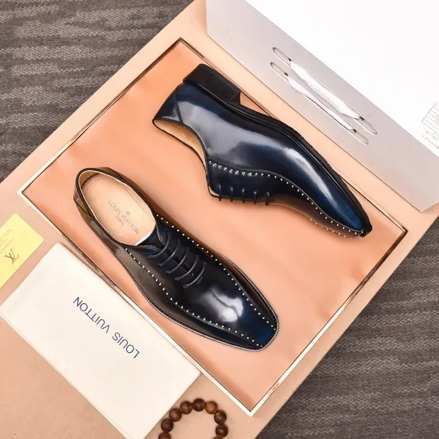 Louis Vuitton Chaussures Oxford à embout cap poli bleu marine 9