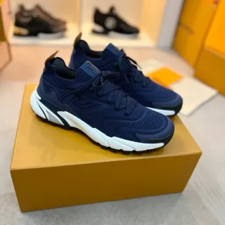Louis Vuitton Navy White Knit Upper Sculpted Midsole Chunky Sneakers