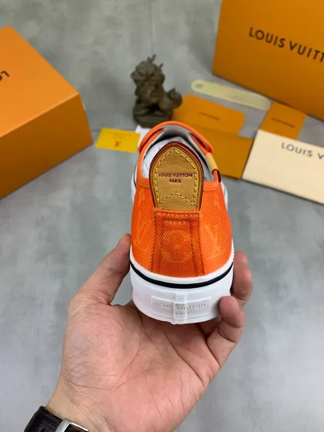 Louis Vuitton Orange Beige Monogram Canvas Slip-On Lifestyle Sneakers 4